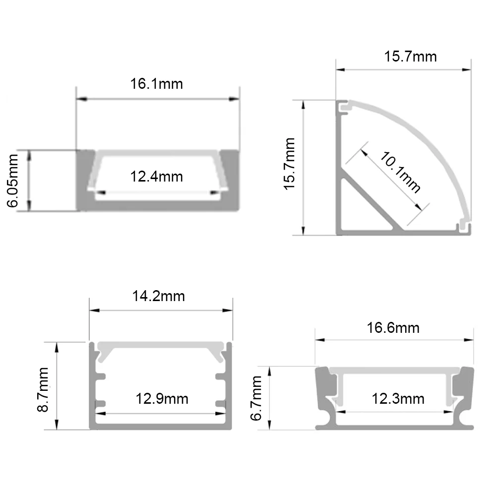 5pc Aluminium Profil LED Bar Lampe Kanal Halter Licht Streifen Tracks 1M LED Bar Licht Kanal Halter Abdeckung stecker DIY Für LED – Detail 3