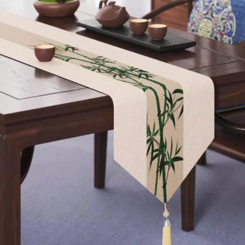 

Новый китайский стиль флаг для чайного банкетного столика из хлопка и льна Водонепроницаемая Подушка средней полосы тканевое украшение для чайного стола флаг для стола