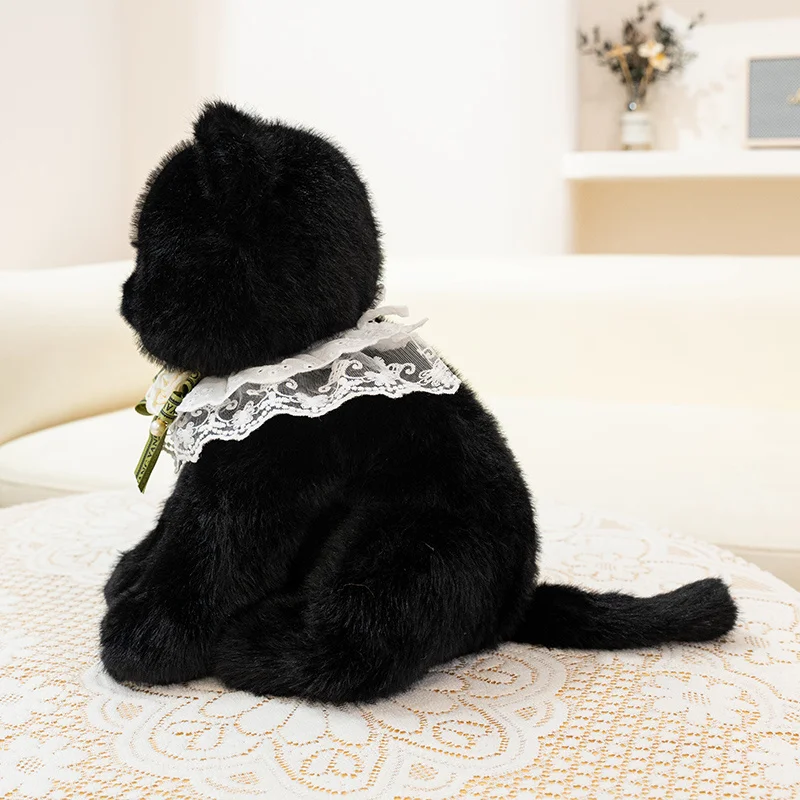 New 33cm/45cm Cute Lifelike Cat Plush Toy Simulation Soft And Comfortable Black Cat Kitten Stuffed Toy Birthday Gift