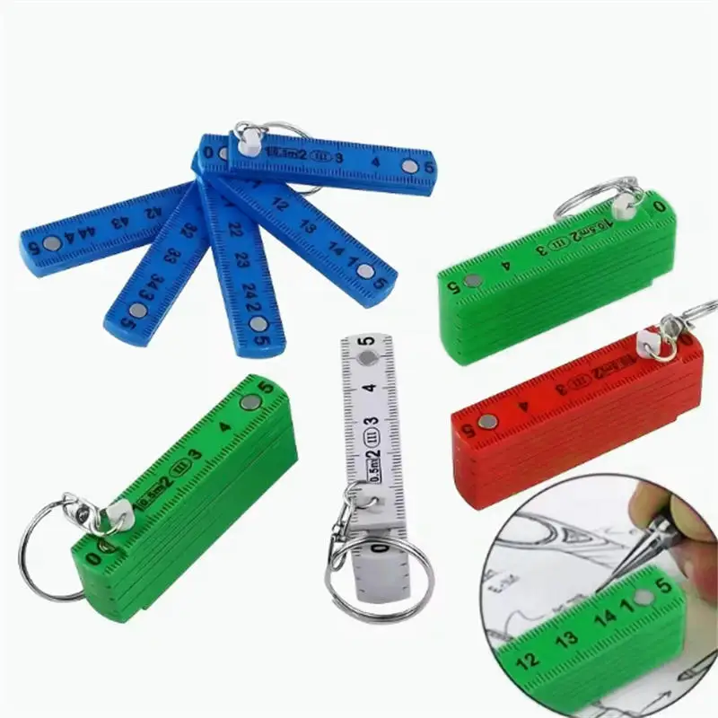 1pc 다기능 ABS 플라스틱 접이식 자, 45cm/17.72in, 10단 접이식, 키체인 포함, 컴팩트하고 휴대 가능, 접이식 자 그리기 도구