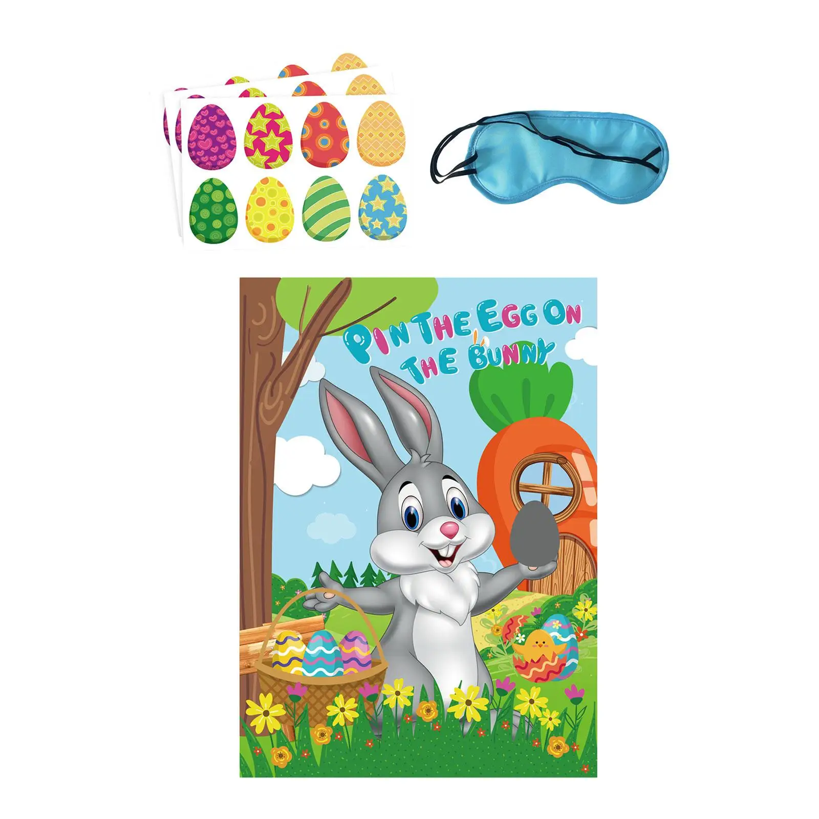 

Pin The Egg on The Bunny Game Easter Egg Stickers Favors