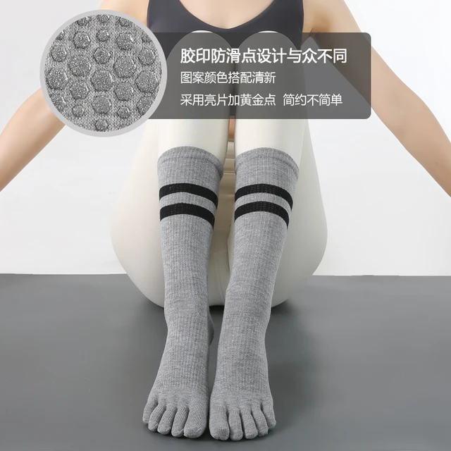 Medium length non slip yoga socks for women, five toe socks, pure cotton,  sweat absorption, odor prevention, pilates sports sock - AliExpress