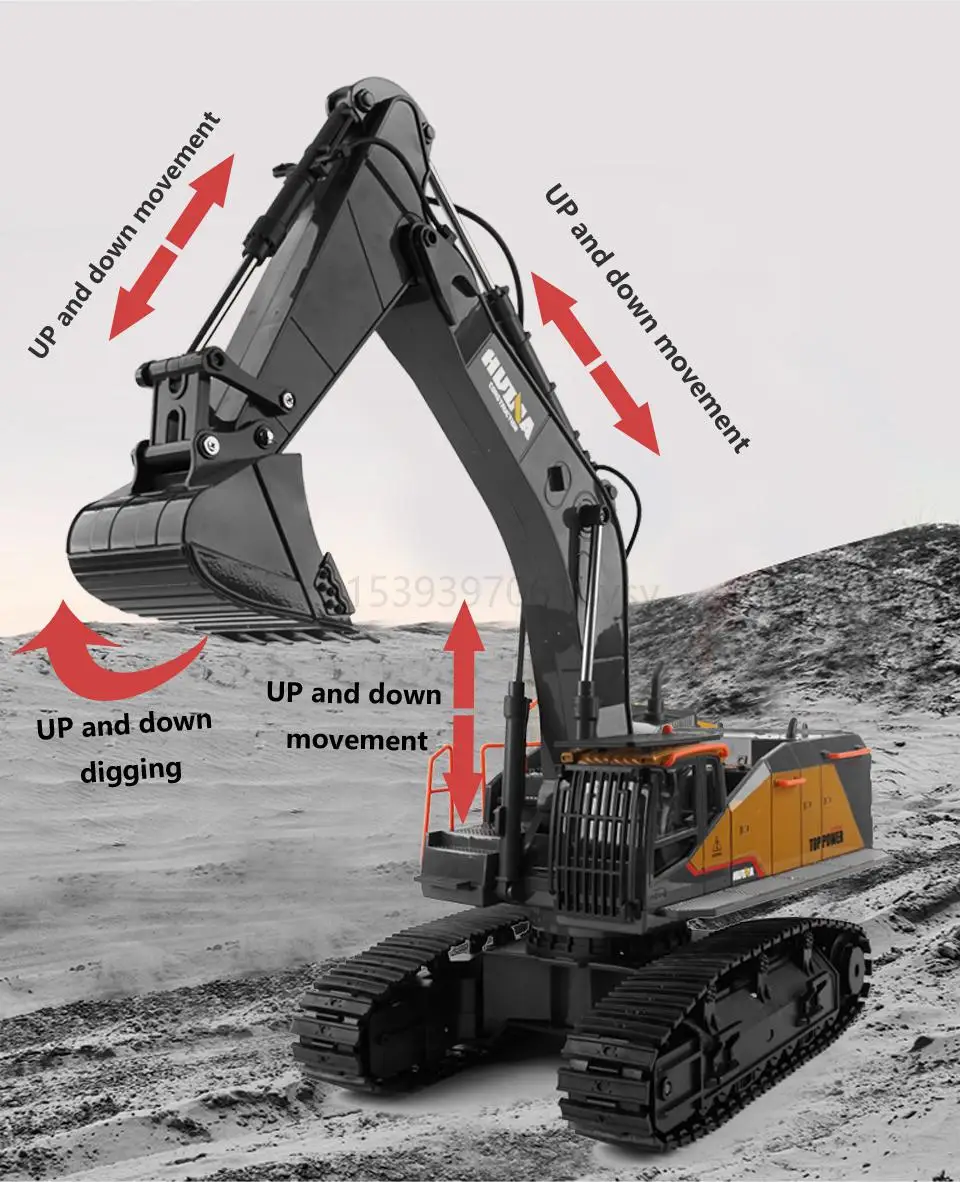 Saab3bdcd46ad403cb1626eb0c315e700E Huiner No-1592 1/14 Rc koparka gąsienicowa Alloy 2.4ghz sterowany radiowo samochód 22 kanałowy urządzenie inżynieryjne zabawki dla chłopca prezent urodzinowy