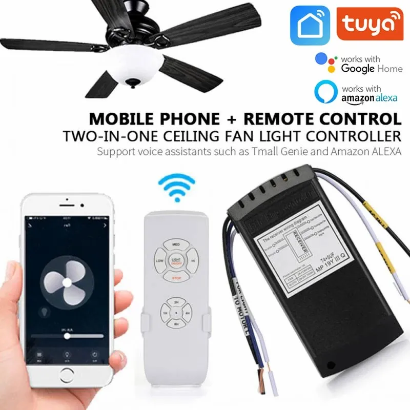 Tuya WiFi Smart life Ceiling Fan Light Remote Control Kit APP Control Smart Home Adjusted Wind Speed Work With Alexa accessories