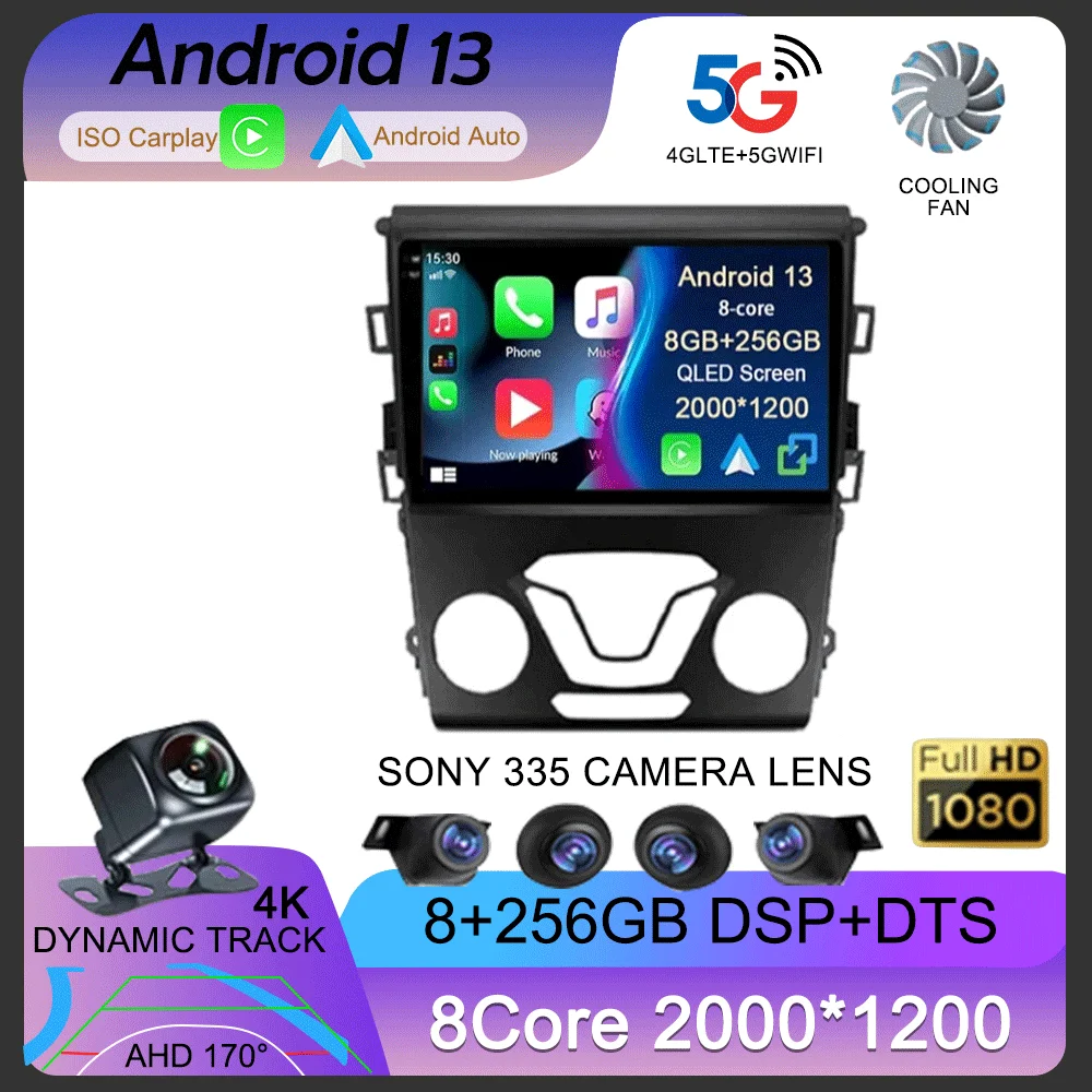 

Android13 Carplay авто для Ford Mondeo 5 2012 2013 2014 2015 2016 2017 2018 2019 мультимедийный автомобильный радиоплеер WIFI + 4G 2DIN стерео