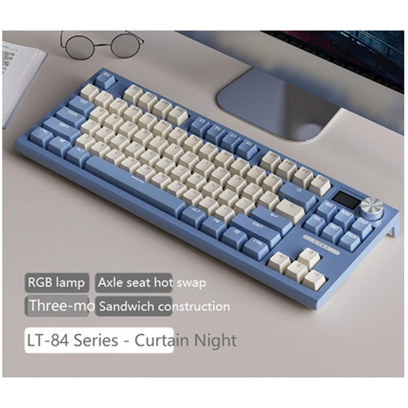 

LT84RGB Bluetooth 2,4G проводная игровая механическая клавиатура с подсветкой механический переключатель Sea Air