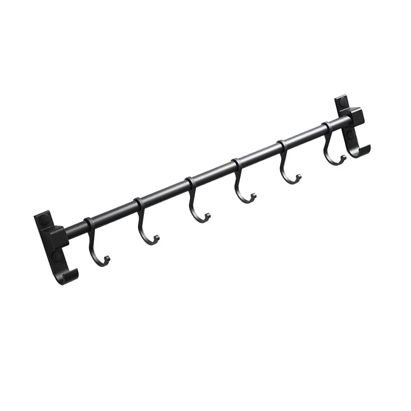Kitchen Storage Rack Bathroom Accessories Movable Hook Wall Mounted Hanging Holder Space Aluminum Household Tool Organizer Shelf