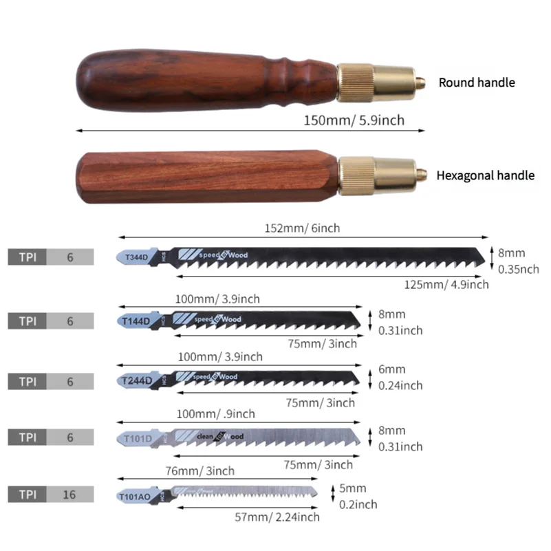 Woodworking Hand Saw Kit with 5 Saw Blade DIY Craft Mini Handsaw Set Wooden Handle Flush Cutting Saw Household Wood Cutting Tool 2