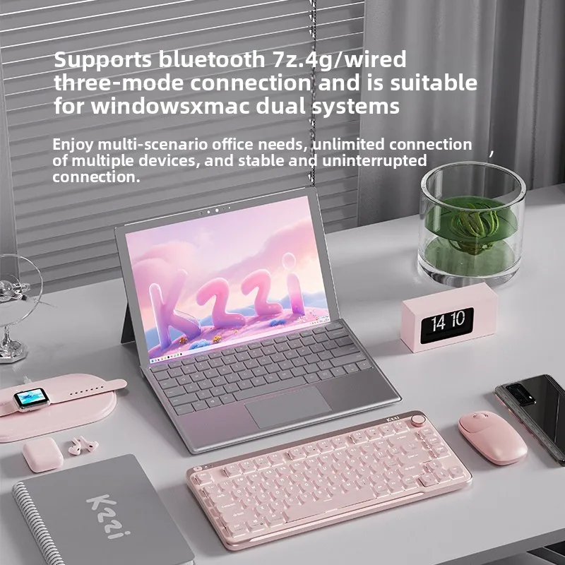Kzzi I75 로우 프로파일 기계식 키보드 트라이 모드 무선 블루투스 2.4G 울트라 슬림 75% 레이아웃 게이밍 사무용 키보드 (Mac 호환)