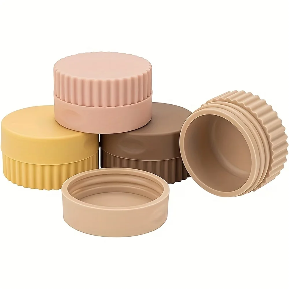 Set of 4 Mini Leakproof Silicone Travel Jars (20ml) - Refillable Cream & Lotion Containers