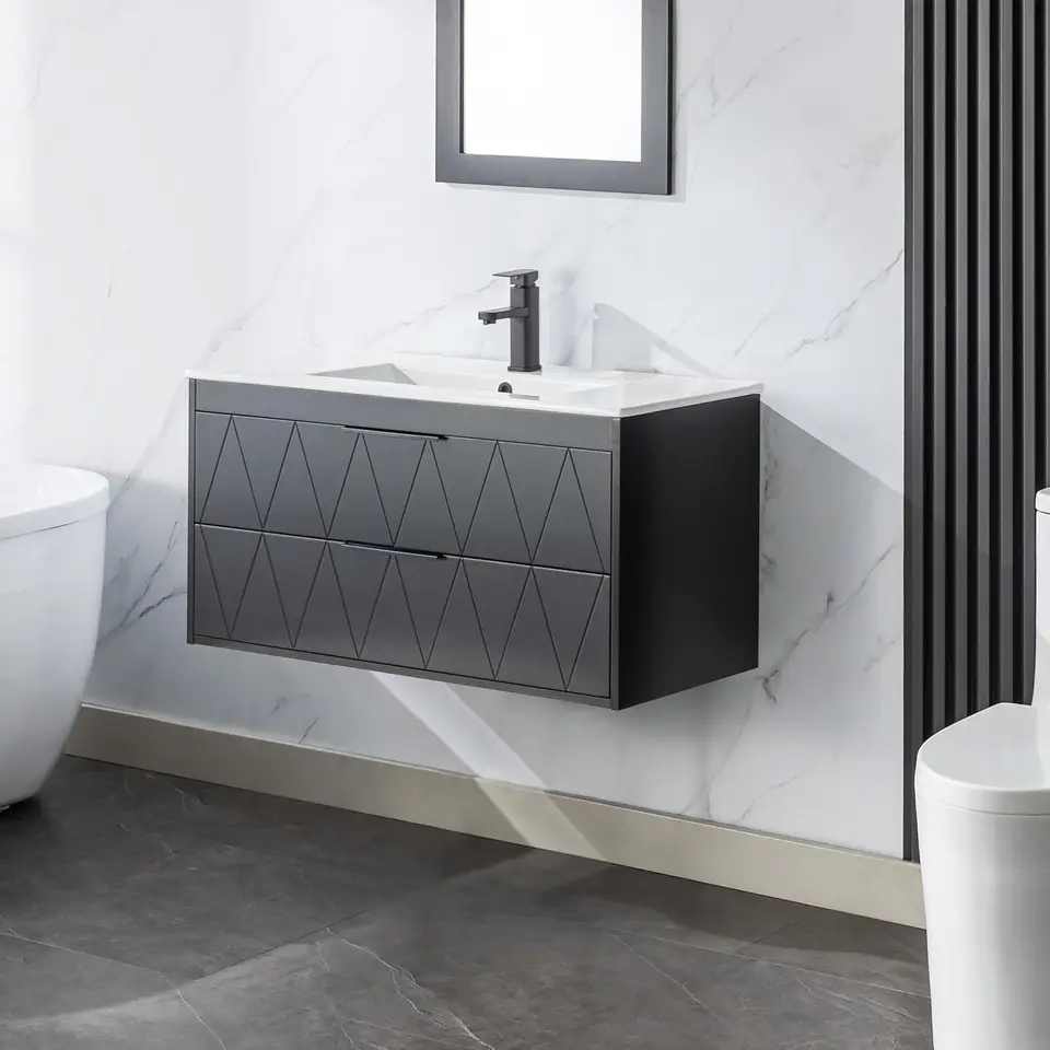 36 Inch Wall Mounted Bathroom Vanity with Sink Combo