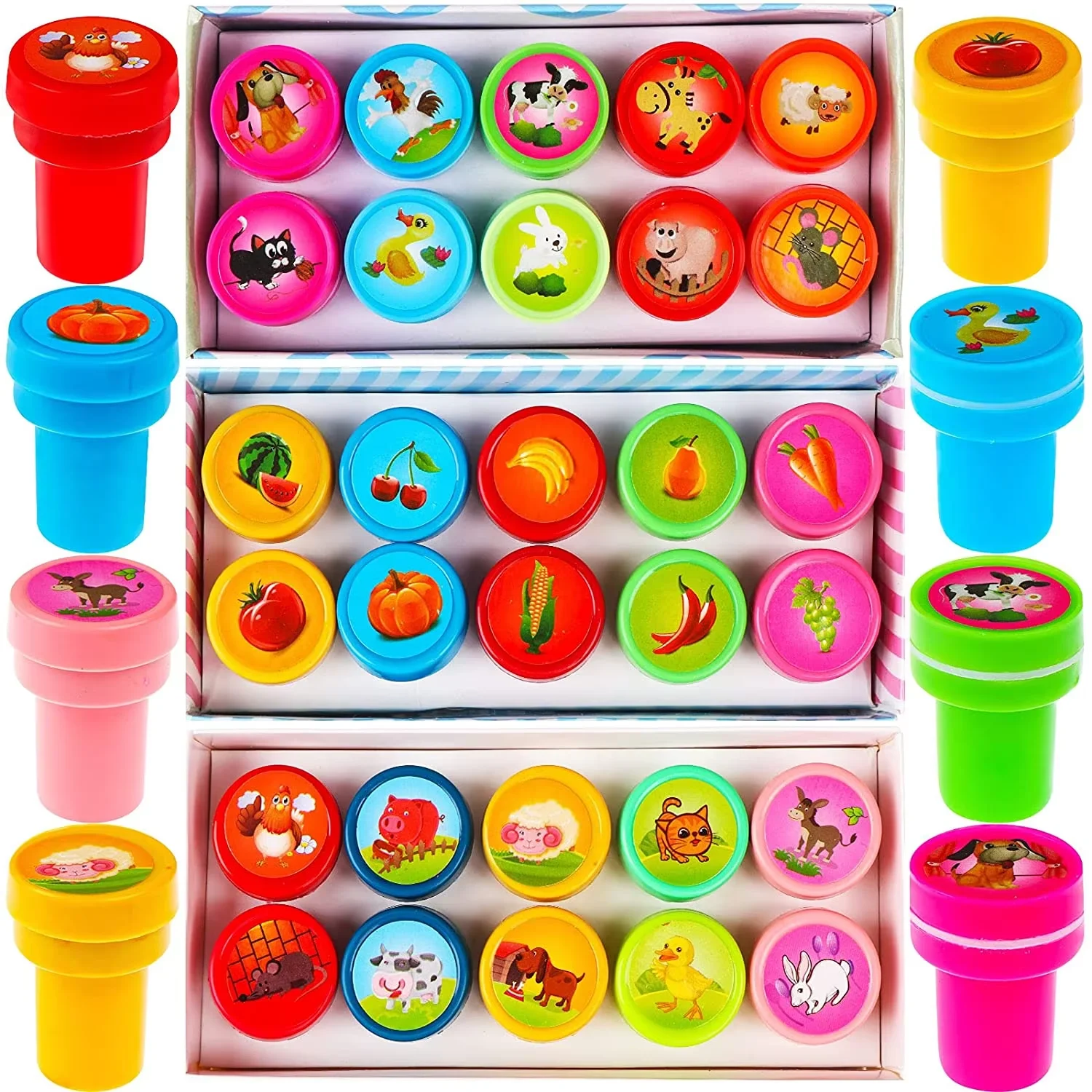 Cute Cartoon Animal Self Ink Rubber Stamp Toys Kids Educational Toys Puzzle DIY Scrapbook Birthday Gift 10 Pack
