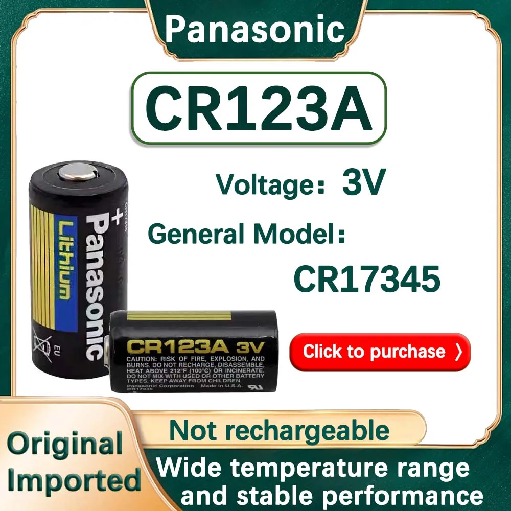 Panasonic CR123A 3V Lithium Battery for Digital Camera Doorbells Flashlight Water Meters Smoke Alarm 1PCS lithium battery