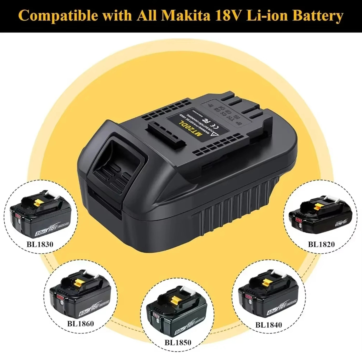 Battery Adapter MT20DL Converter for Makita 18V Li-ion Battery to Dewalt 18V/20V