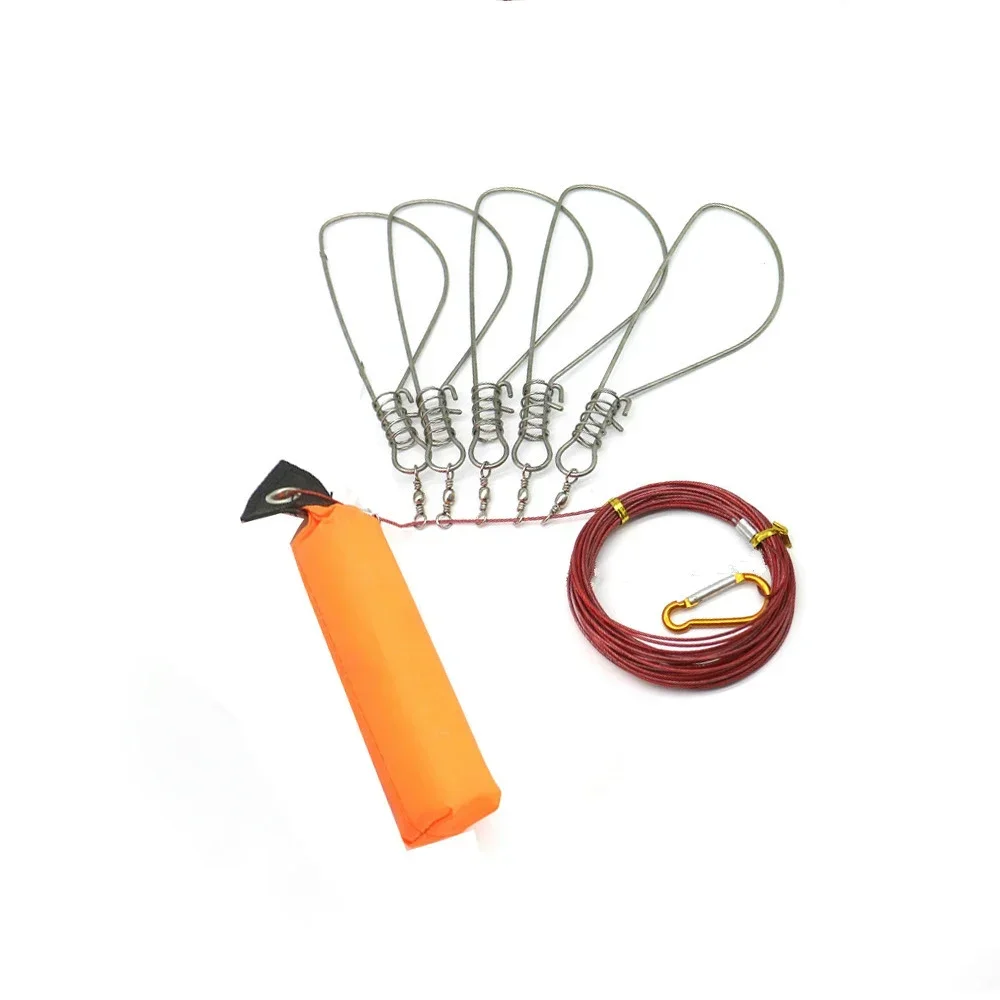 Snaps Fishing Lock Buckle Tackle Fishing Accessories 5 Stainless Steel Chain Stringer With Float Live Fish Lure Lock belt fishing tools fishing accessories fishing tool fishing tackle