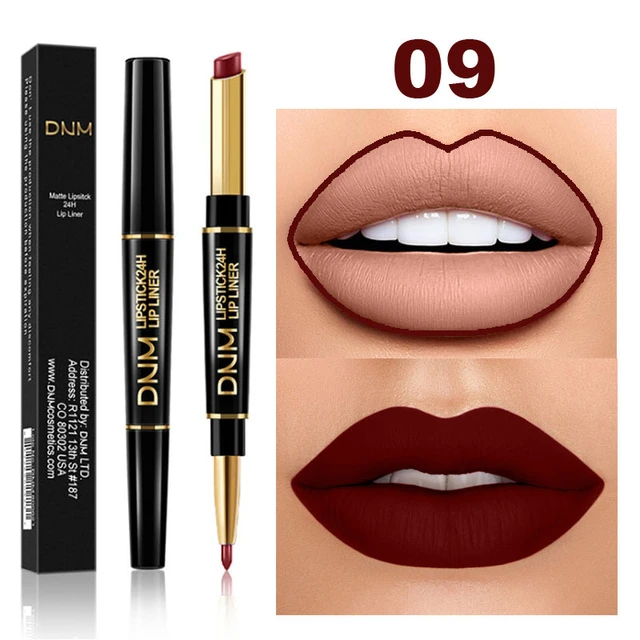 2 In 1 Matte Lipstick Pencil Double Head Lip Liner Pen Red Nude Long Lasting Waterproof Lady Charming Lip Pencil Makeup Tools