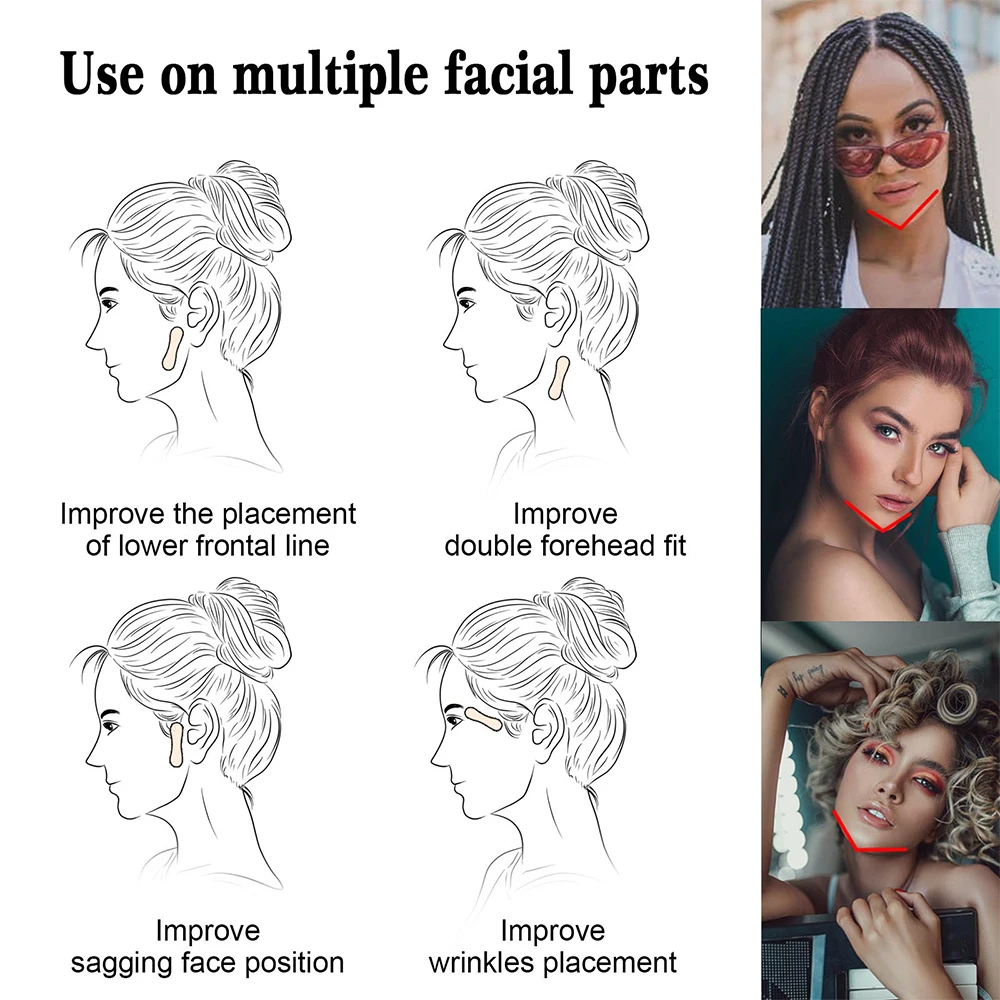 100PCS V-Shape Face Wrinkle Sagging Skin Adhesive Tape Lifting Face Stickers Invisible Transparent Thin Face Patche Lift Tools