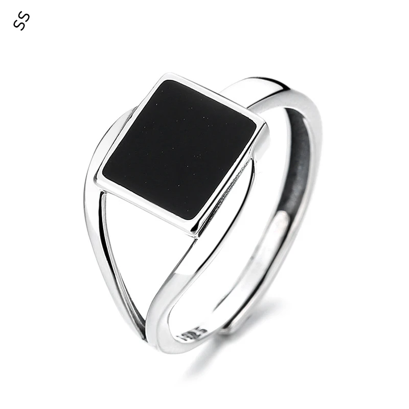 

Men/Women Fashion Wind Drop Glue Square Irregular Bracket Design Open Ring Elegant Jewelry Sterling Adjustable Accessories