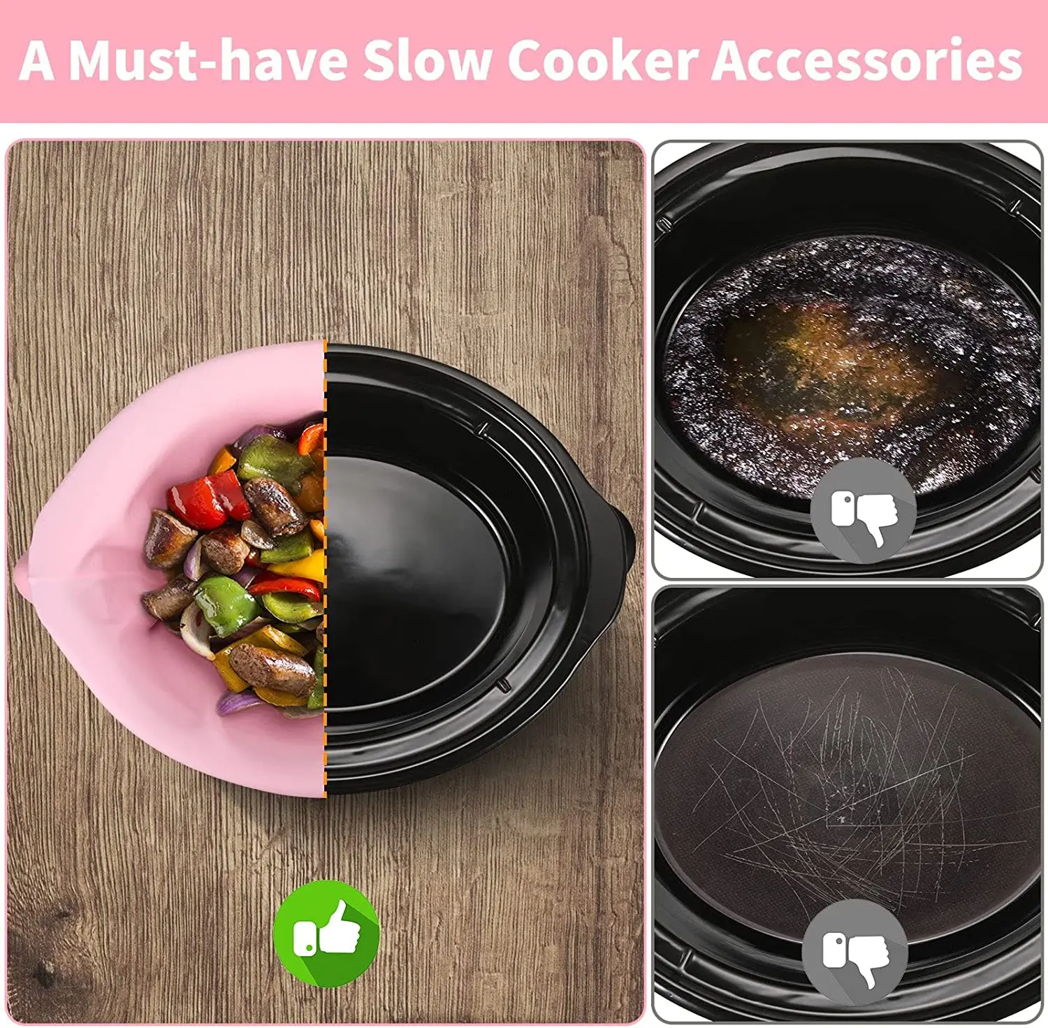 Silicone Slow Cooker Liners For Crockpot 6-8 QuartReusable Pouch Non-slip  Leak-proof Easy To Clean Kitch Supplies - AliExpress