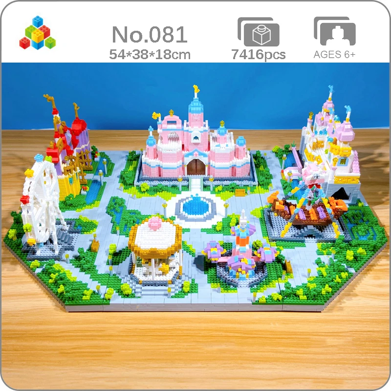 

YZ 081 Architecture Amusement Park Castle Ferris Wheel Merry-go-round Carousel 3D Mini Diamond Blocks Bricks Building Toy no Box