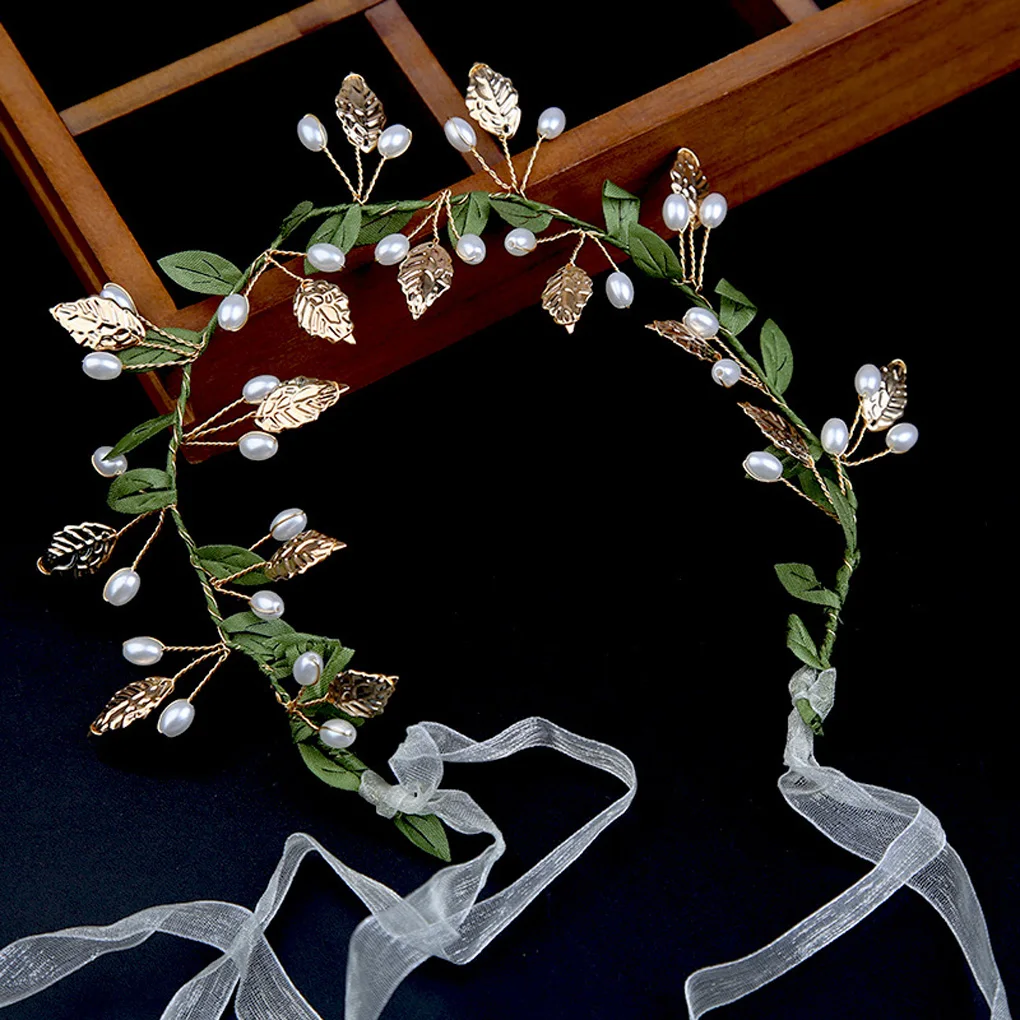 Spring Bohemian Girls Bridal Pearl Hair Headdress Flower Wreath Bride Garland Head Hoop Headbands Hair Jewelry Children Gifts