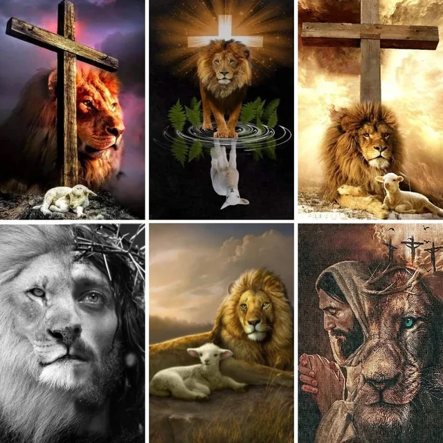 Jesus cross Lion of Judah Large Diamond Painting kits 5D DIY Full Diamond  Embroidery Mosaic Cross Stitch home decoration - AliExpress