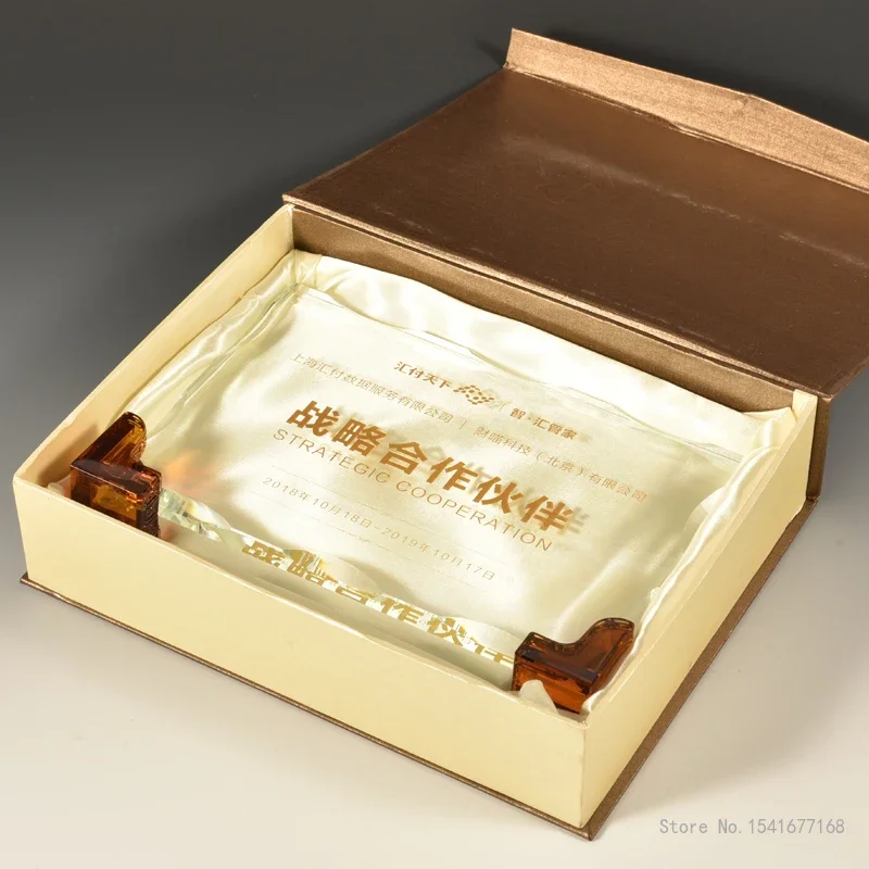 Customized Crystal Trophy, Outstanding Employee Annual Meeting Award Commemorative Home Decor High-end Coloured Glaze Medal, 1Pc