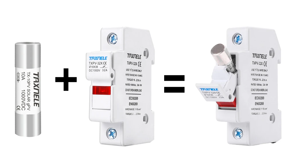 Porte-fusible Solaire Photovoltaïque, 1000 VDC Magnifique Fusible  Photovoltaïque 20 A Pour Système De Production D'énergie 