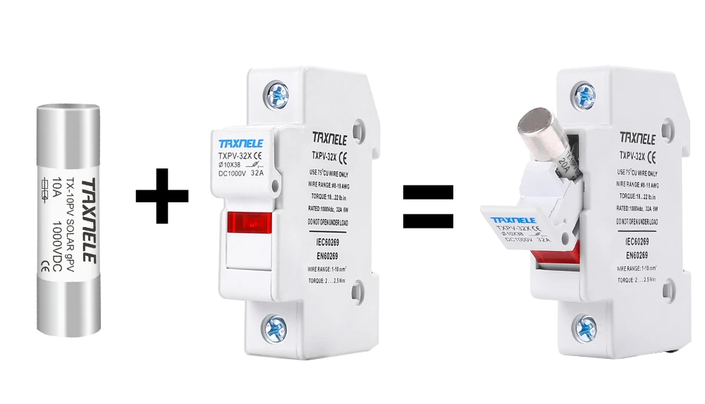 Description Picture 4 of itemSolar DC Fuses 1000V PV Photovoltaic 6A 10A 15A 20A 25A 30A DC Fuse Holder Base for Solar System Short Circuit Protection gpV