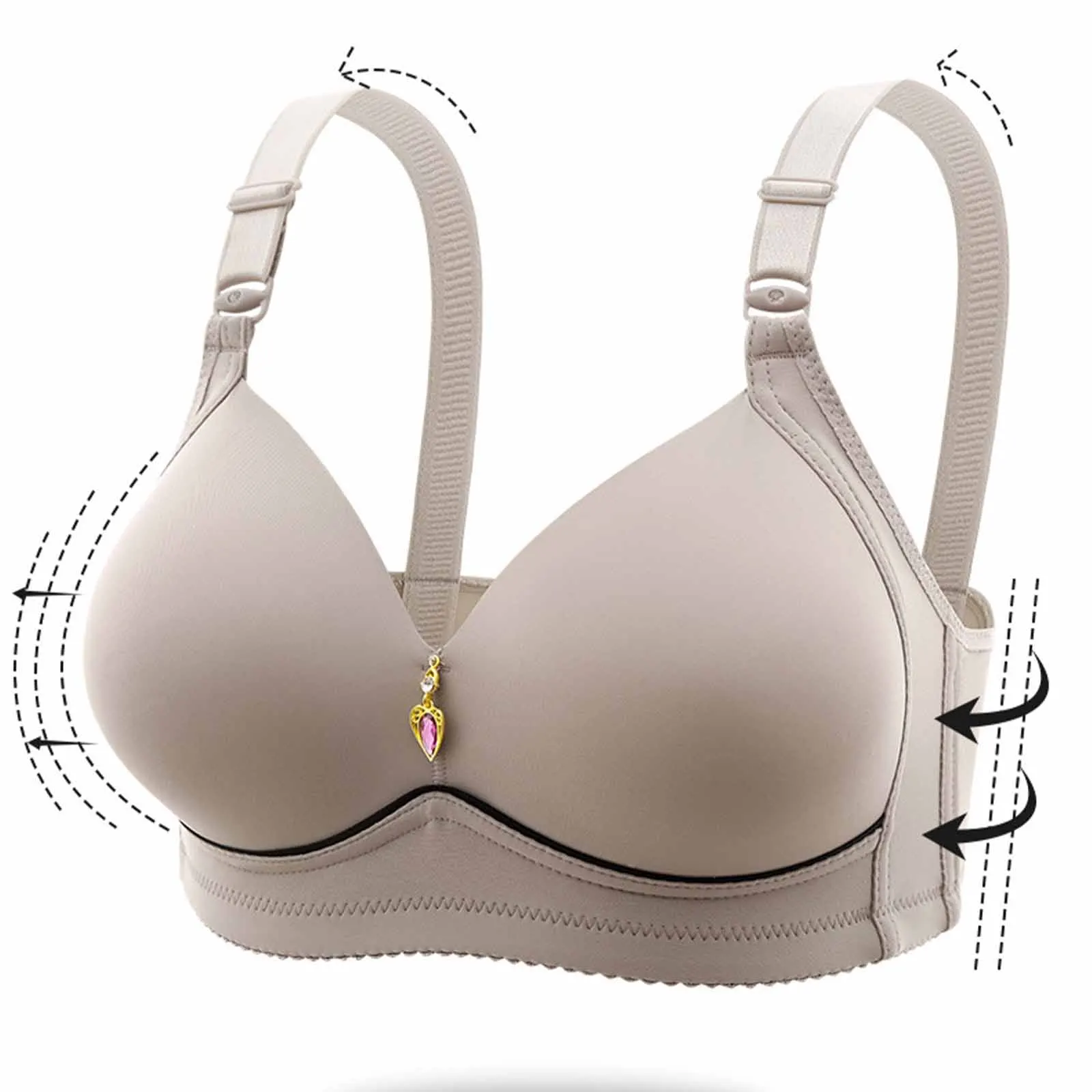 1/2/3PCS Large Luxury Without Steel Ring Bra Side Fold Side Breast Large Breast Display Small Adjustment Shaped Mom's Underwear 3