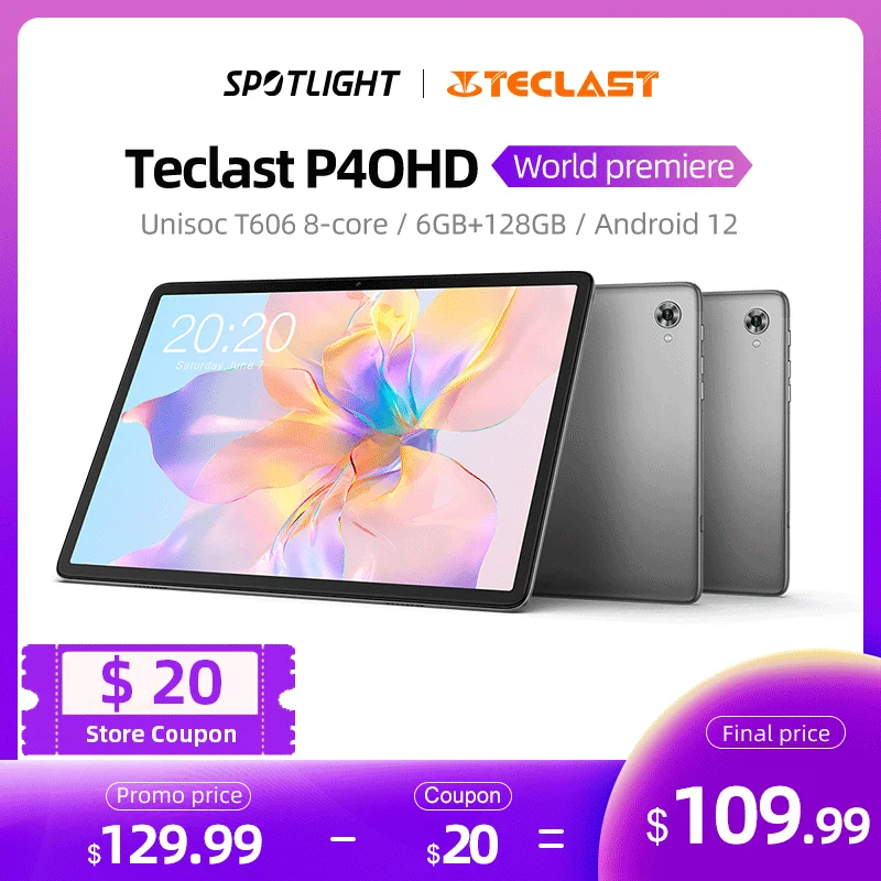  【World Premiere】Teclast P40HD 2023 10.1" Tablet 6GB LPDDR4X 128GB UFS Android 12 Tablete Unisoc T606 8-core Type-C Dual 4G LTE 