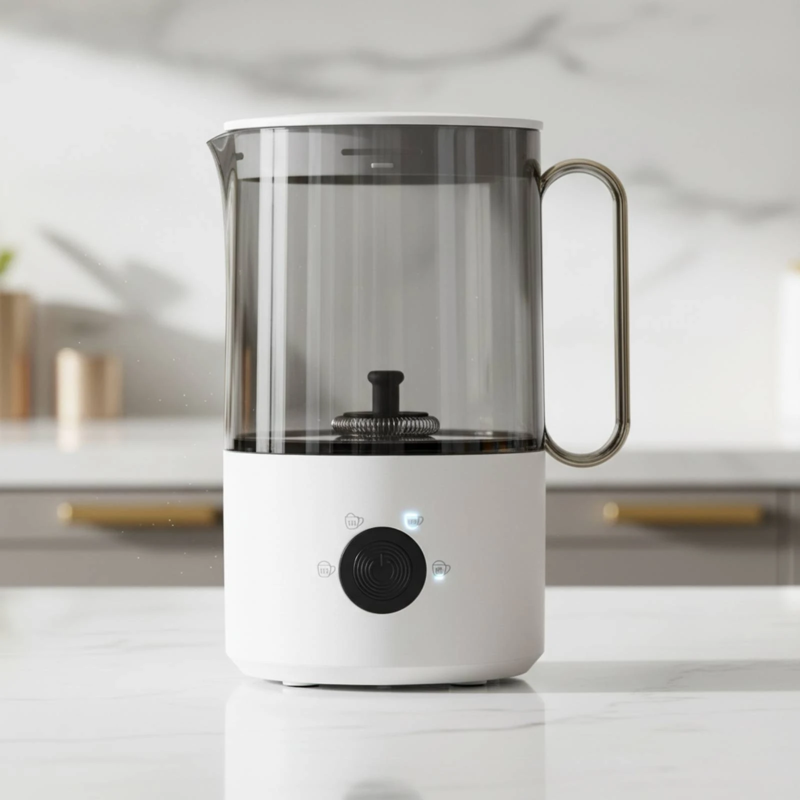Electric Milk Frother Central Whisk Milk Foam Appliance Frothing Jug Fill Lines Countertop Appliance Easy to Use 5
