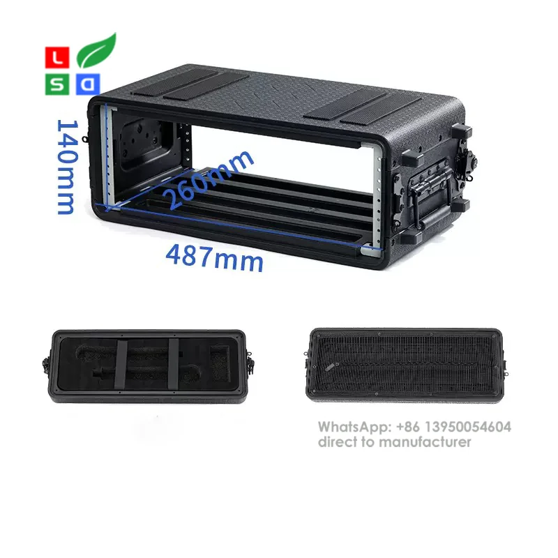 3U Rack Case, 19 Rackmount, Waterproof, Black, Customized Foam, Wireless Mic System Storage/Amp/Effect/DJ Mix