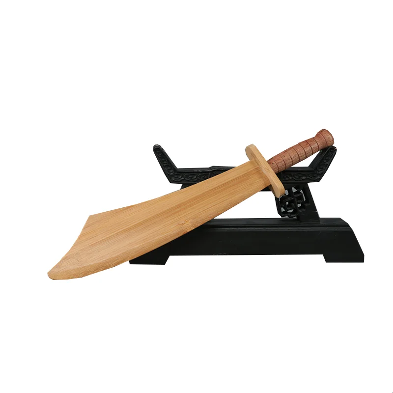 Children's Solid Wood Curved Broadsword for Martial Arts and Performance