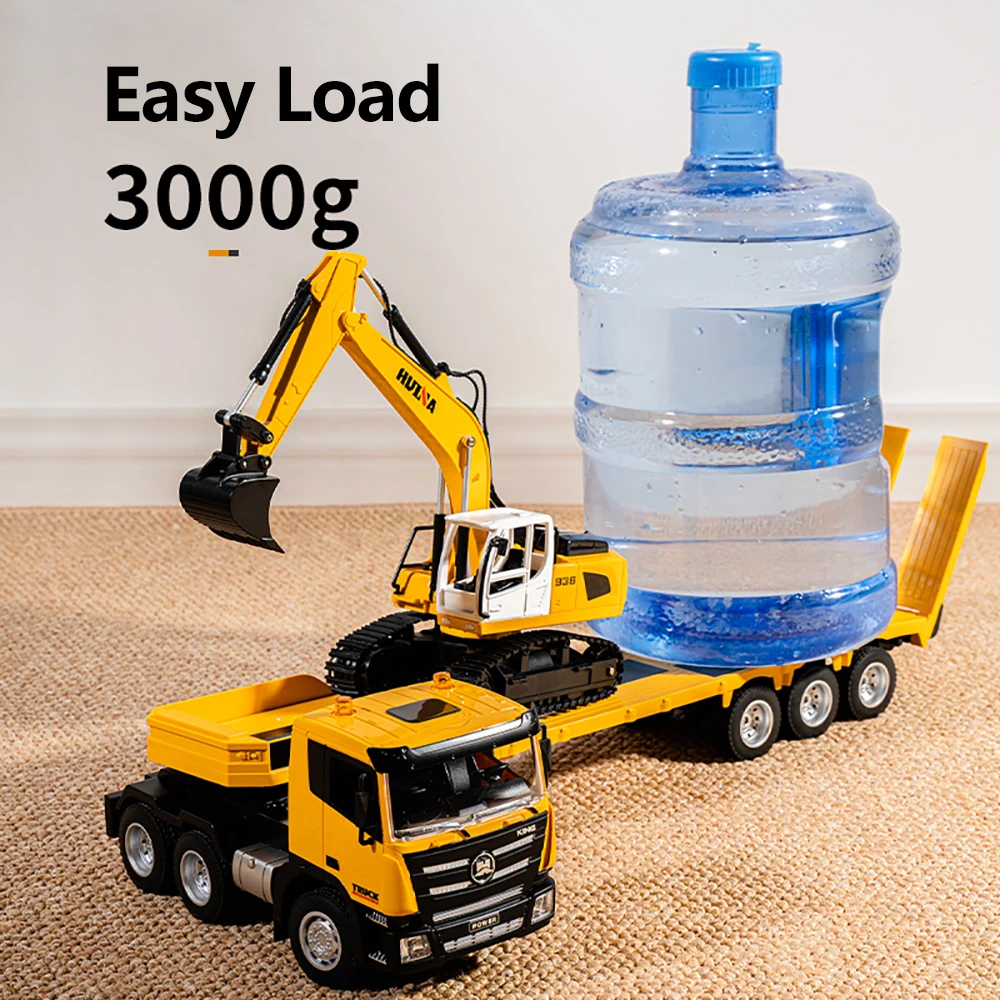 HUINA 1319 New Excavator 9-channel Remote Control Flat Trailer 1:24 Simulation Engineering Car Children's Birthday Gift Toys 3