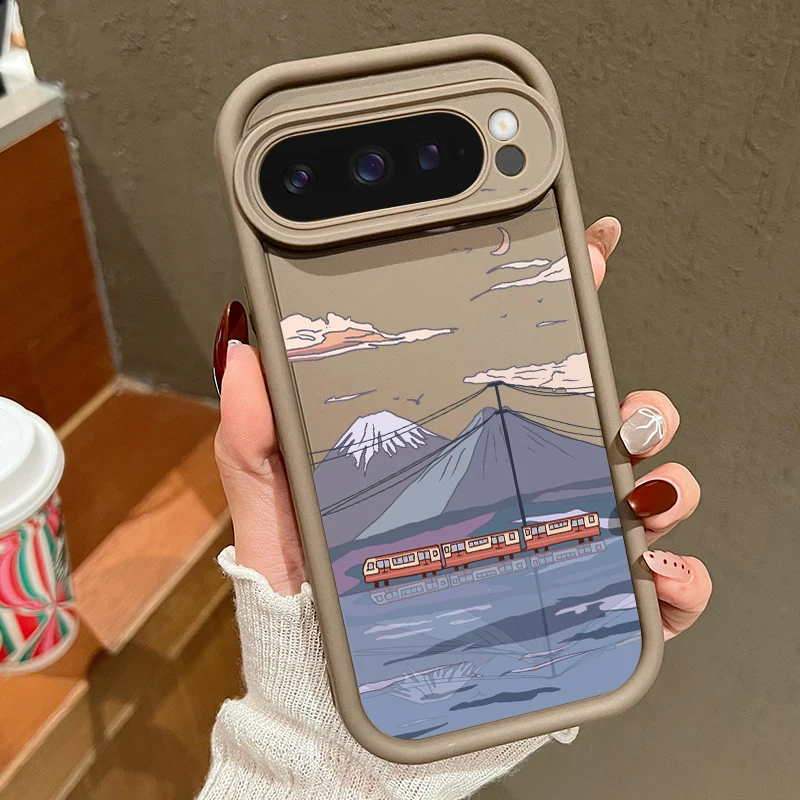 Landscape Pattern Shockproof TPU Silicone Case - Solid Color Protective Cover