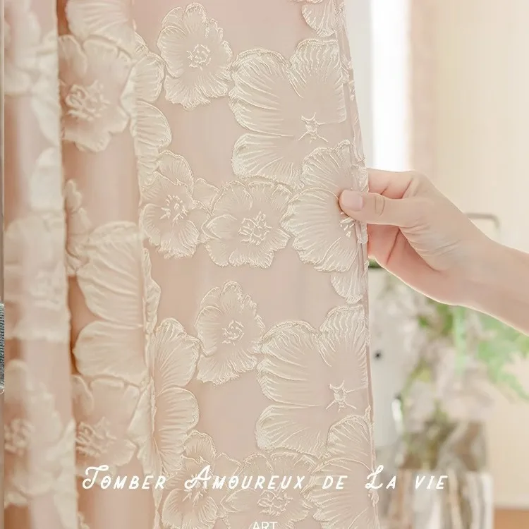 

Жаккардовые занавески во французском стиле, 1 шт., высокоточные занавески из четырехлистной травы для гостиной, спальни, сетчатые красные, модные французские окна