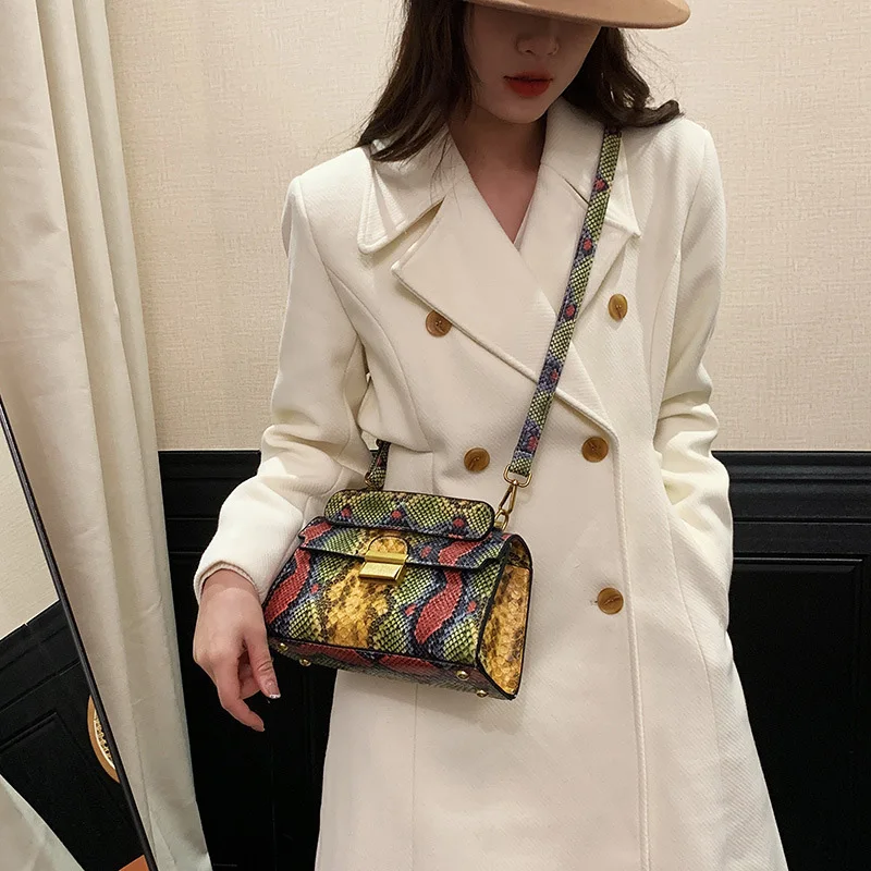 1pc-Women-s-Commuter-Shoulder-Bag-Color-Collision-Snake-Chain-Underarm ...