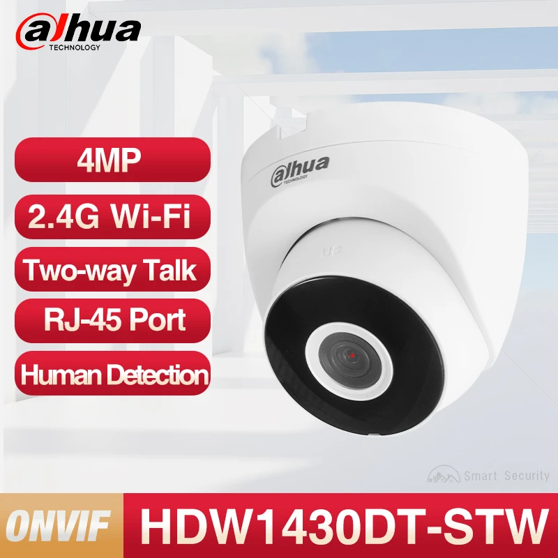 Dahua 4MP WiFi Camera Outdoor Dual-antenna CCTV Two-way Audio Human Detection Monitor Webcam IP67 Waterproof IPC-HDW1430DT-STW