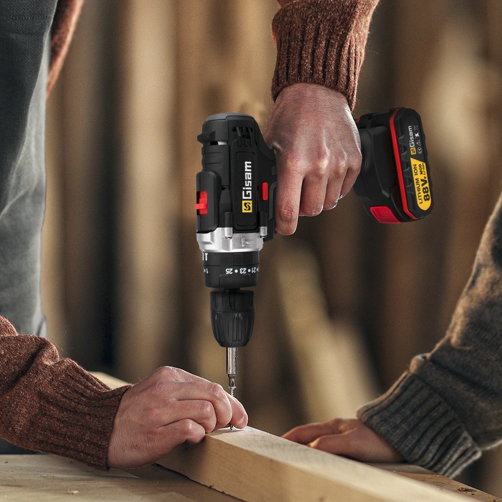 25 + 3 عزم الدوران الحفر اللاسلكي مفك كهربائي قابل...