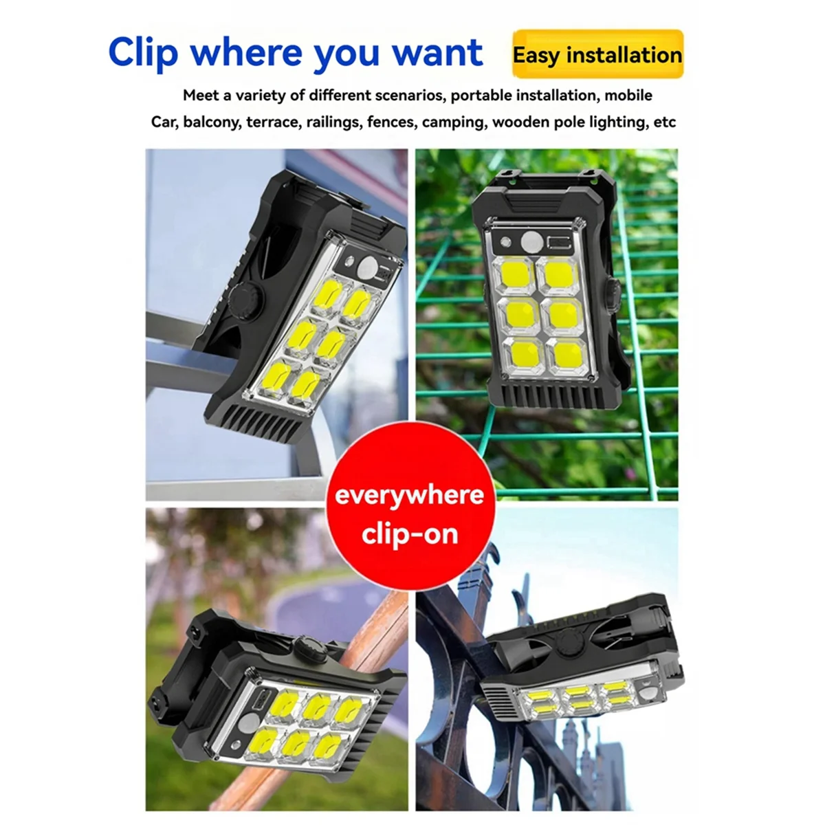 BAAU Solar Charging Garden Clamp Light Solar Motion Sensor Light Balcony Yard Wall Waterproof Sensor