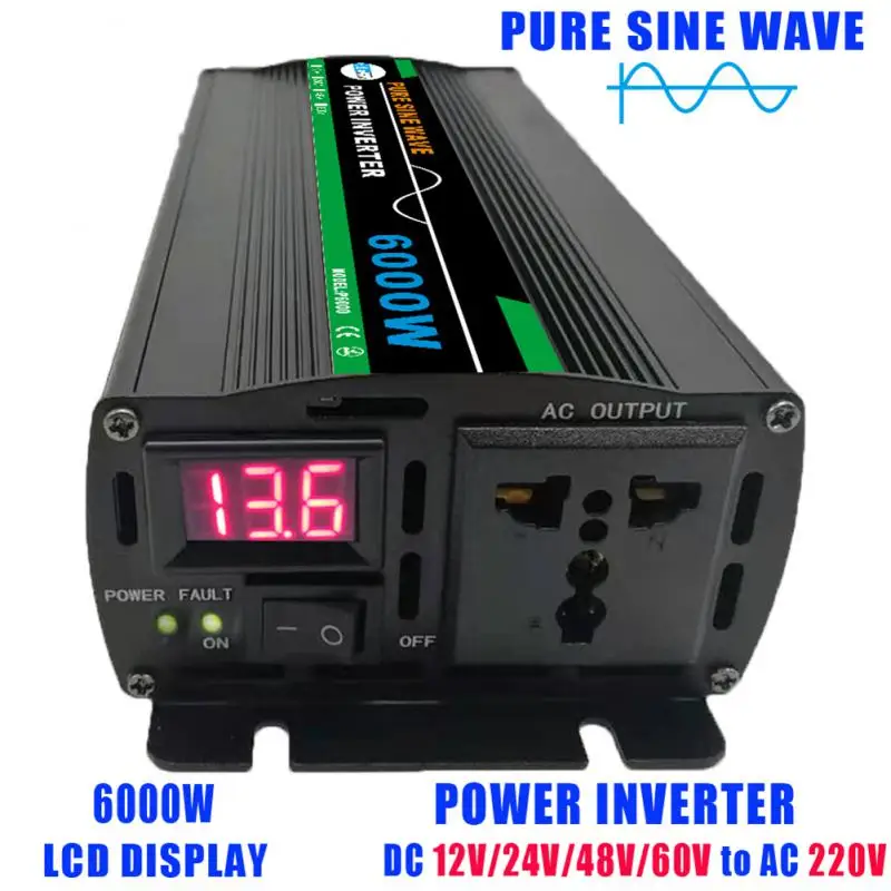 

Pure Sine Wave Power Inverter DC 12/24/ /60V TO 220V 110V Voltage Convert Transformer 8000W 6000W 4000W 3000W Solar Inverter