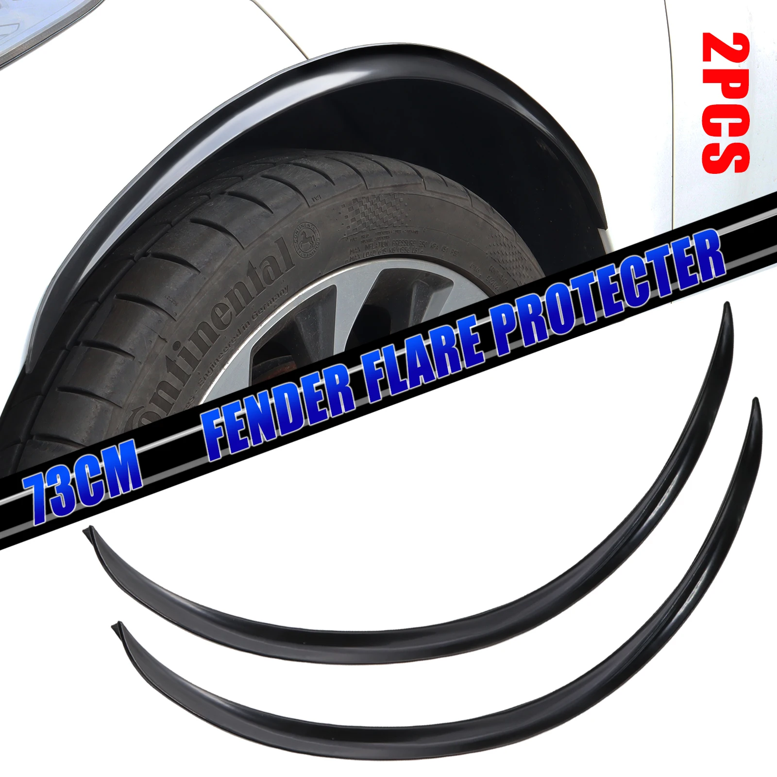 2x 73cm Universal Car Fender Flares Extra Wheel Arches Cover Protector