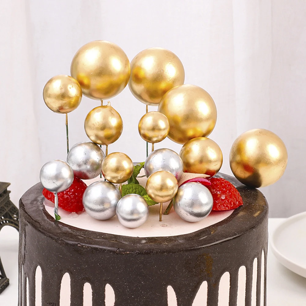 20 pezzi Topper per torta con palline di metallo creativo decorazioni per  torte fai da te per decorazioni per feste di compleanno di nozze oro  argento blu rosa Cupcake Topper - AliExpress