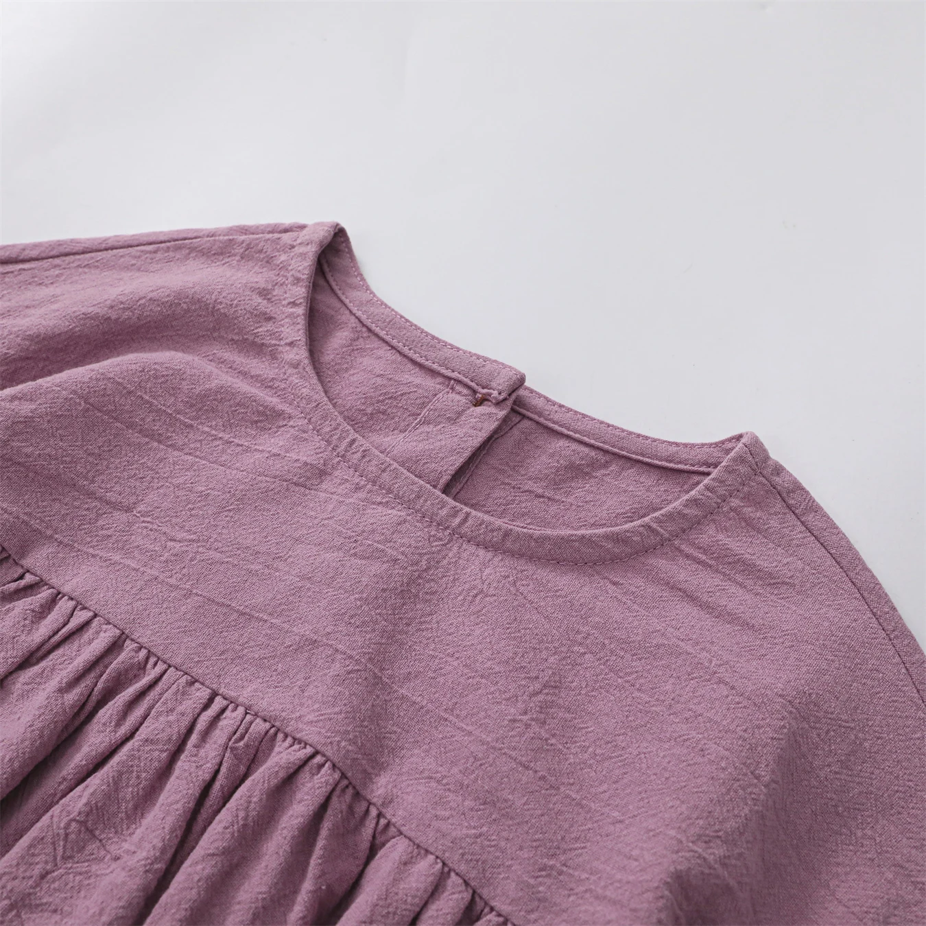 Girl's Cotton Linen Long Sleeve Dress Children's Fresh A-Line Dress Kids Clothing Autumn Style
