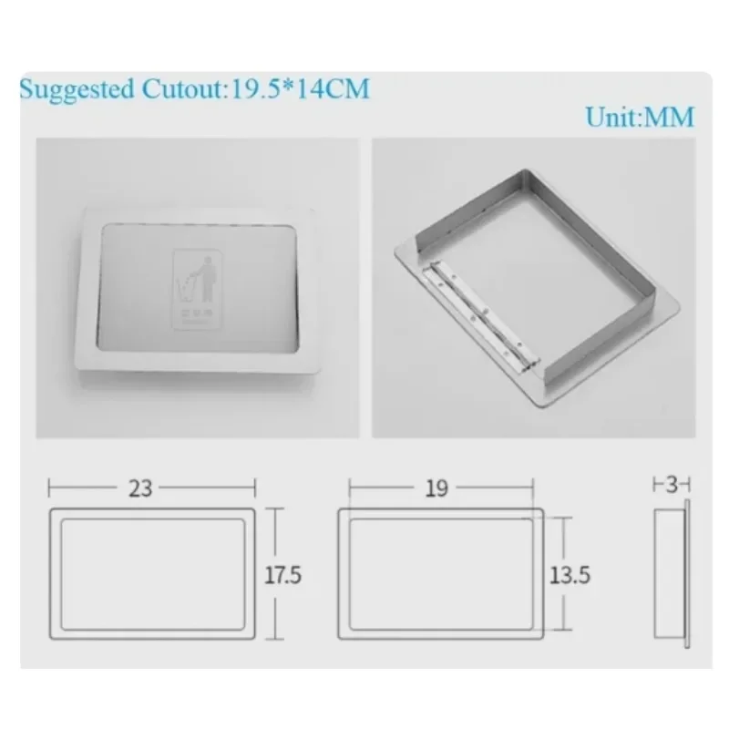 1Piece 304 Stainless Steel Rectanglar Side Mount Trash Chute With Hinged Inward Flip Panel Lid for Kitchen Bath Commerical 4