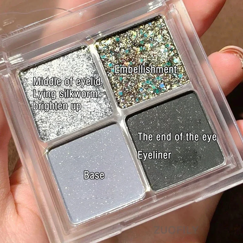 Eye Shadow Eye Shadow Plate 4 Colors Cool Toned Dark