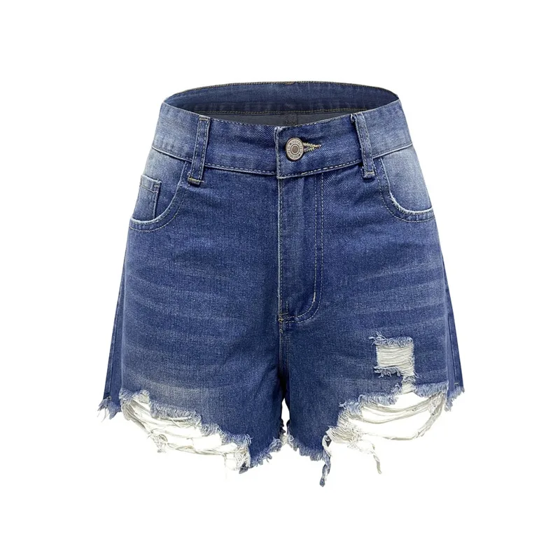 

New In 2024 Summer Streetwear Denim Shorts Women's High Waisted Hole Distressed Short Jeans