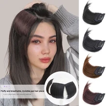 

LANLAN Real Hair Invisable Seamless Hair Pads Clip In One Piece Hair Extension Lining of Natural Hair Top Side Cover Hairpiece