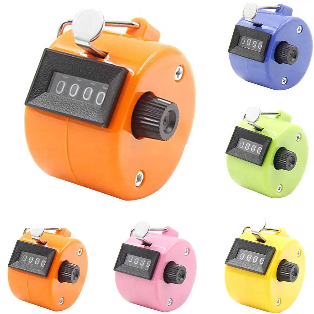 

4 Digit Number Counters Plastic Shell Hand Finger Display Manual Counting Tally Clicker Color Shell Timer Soccer Golf Counter